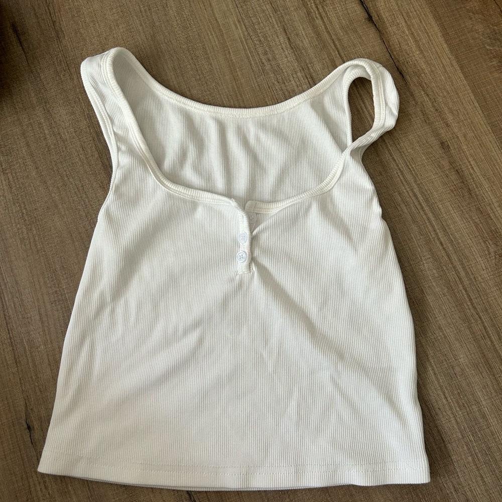 White Ribbed Tank Top